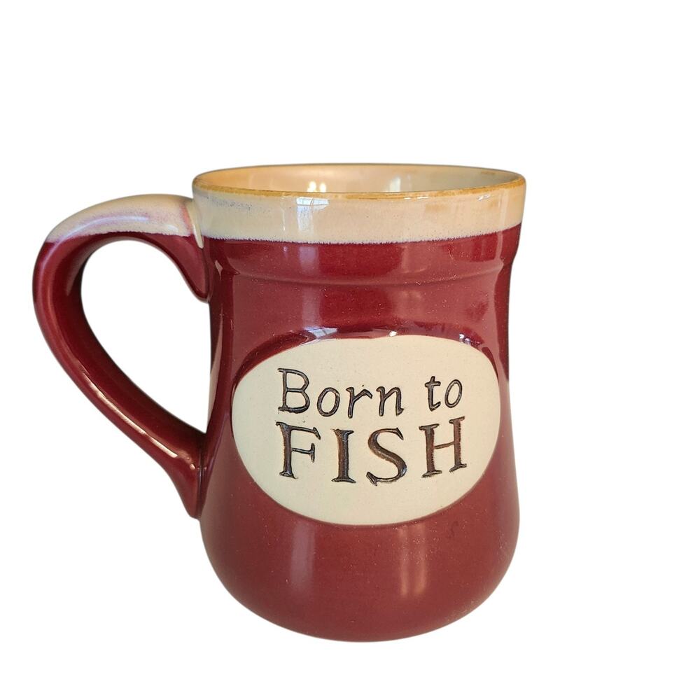 NEW Born To Fish Mug / Serenity Prayer For a Fisherman by Burton + Burton 16oz